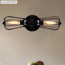 GobekUsa Antique Style Black/Bronze Caged Sconce Light - 2-Light Wrought Iron Mini Wall Lamp for Dining Room
