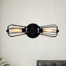 GobekUsa Antique Style Black/Bronze Caged Sconce Light - 2-Light Wrought Iron Mini Wall Lamp for Dining Room