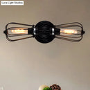 GobekUsa Antique Style Black/Bronze Caged Sconce Light - 2-Light Wrought Iron Mini Wall Lamp for Dining Room