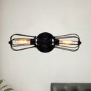 GobekUsa Antique Style Black/Bronze Caged Sconce Light - 2-Light Wrought Iron Mini Wall Lamp for Dining Room