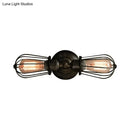GobekUsa Antique Style Black/Bronze Caged Sconce Light - 2-Light Wrought Iron Mini Wall Lamp for Dining Room