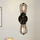 GobekUsa Antique Style Black/Bronze Caged Sconce Light - 2-Light Wrought Iron Mini Wall Lamp for Dining Room