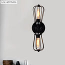 GobekUsa Antique Style Black/Bronze Caged Sconce Light - 2-Light Wrought Iron Mini Wall Lamp for Dining Room