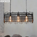 GobekUsa Metallic Wire Cage Island Light: Antique Style 3-Light Farmhouse Lamp in Black/Rust
