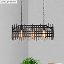 GobekUsa Metallic Wire Cage Island Light: Antique Style 3-Light Farmhouse Lamp in Black/Rust