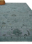Gray and Silver Hand Knotted Oushak Wool Area Rug - Antique Style