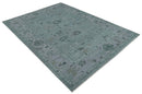 Gray and Silver Hand Knotted Oushak Wool Area Rug - Antique Style
