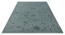 Gray and Silver Hand Knotted Oushak Wool Area Rug - Antique Style