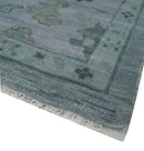 Gray and Silver Hand Knotted Oushak Wool Area Rug - Antique Style