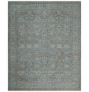 Antique Style Blue, Gray and Beige Hand knotted Classic Distressed Finished Custom Made wool Area Rug