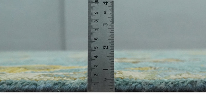 Antique Style Blue, Moss Green and Gold 8x10, 9x12 and 10x14 Wool Hand Knotted Traditional Vintage Wool Area Rug