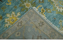 Antique Style Blue, Moss Green and Gold 8x10, 9x12 and 10x14 Wool Hand Knotted Traditional Vintage Wool Area Rug