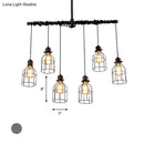 GobekUsa Antique Style Bronze Iron Pendant Light with 6/10 Bulb Cage, Water Pipe Design - Ideal Island Lighting for Dining Room