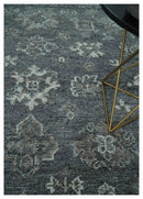 Antique Style Charcoal and Ivory 8x10 hand knotted Oushak wool Area rug by The Rug Decor