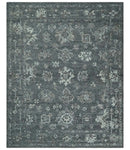 Antique Style Charcoal and Ivory 8x10 hand knotted Oushak wool Area rug by The Rug Decor