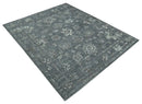 Antique Style Charcoal and Ivory 8x10 hand knotted Oushak wool Area rug by The Rug Decor