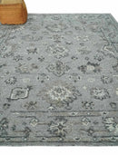 Antique Style Charcoal and Ivory Hand knotted 8.6x9.10 Oushak Design wool area rug by The Rug Decor