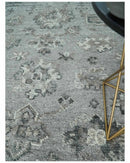 Antique Style Charcoal and Ivory Hand knotted 8.6x9.10 Oushak Design wool area rug by The Rug Decor