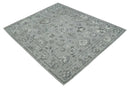 Antique Style Charcoal and Ivory Hand knotted 8.6x9.10 Oushak Design wool area rug by The Rug Decor