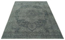 Antique Style Charcoal and Silver Traditional Heriz Medallion 8x10 wool Area Rug