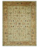 Antique Style Empress Tabriz 6x8 Hand Knotted Beige and Rust Modern Traditional Wool Rug | N35368