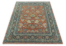 Antique Style Fine Rust, Blue and Aqua 8x10 Hand Knotted Traditional Serapi wool rug by The Rug Decor