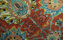 Antique Style Fine Rust, Blue and Aqua 8x10 Hand Knotted Traditional Serapi wool rug by The Rug Decor