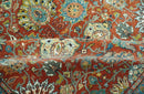 Antique Style Fine Rust, Blue and Aqua 8x10 Hand Knotted Traditional Serapi wool rug by The Rug Decor