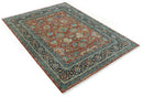 Antique Style Fine Rust, Blue and Aqua 8x10 Hand Knotted Traditional Serapi wool rug by The Rug Decor