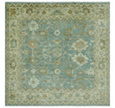 Antique style Floral Gray, Beige and Green Hand knotted Oriental Oushak Multi Size Wool Area Rug