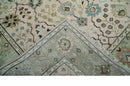 Antique Style floral Hand knotted Peach Pink and Green Custom Made Wool Area Rug