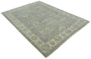 Antique style Gray and Beige 9x12 Hand knotted Oushak wool Area Rug