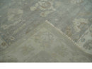 Antique style Gray and Beige 9x12 Hand knotted Oushak wool Area Rug