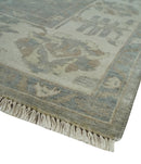 Antique style Gray and Beige 9x12 Hand knotted Oushak wool Area Rug