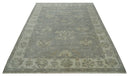 Antique style Gray and Beige 9x12 Hand knotted Oushak wool Area Rug