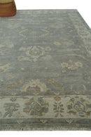 Antique style Gray and Beige 9x12 Hand knotted Oushak wool Area Rug