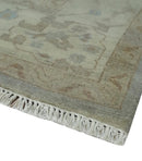 Antique style Gray and Beige 9x12 Hand knotted Oushak wool Area Rug by The Rug Decor