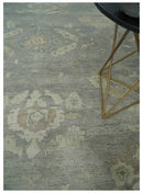 Antique style Gray and Beige 9x12 Hand knotted Oushak wool Area Rug
