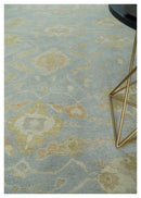 Antique style Gray, Beige and Olive 9x12 Hand knotted Oushak wool Area Rug