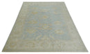 Antique style Gray, Beige and Olive 9x12 Hand knotted Oushak wool Area Rug
