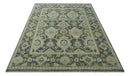 Antique style Gray, Ivory and Olive Hand knotted Traditional Oushak 9x12 wool Area Rug