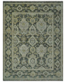 Antique style Gray, Ivory and Olive Hand knotted Traditional Oushak 9x12 wool Area Rug by The Rug Decor