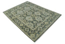 Antique style Gray, Ivory and Olive Hand knotted Traditional Oushak 9x12 wool Area Rug by The Rug Decor