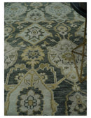 Antique style Gray, Ivory and Olive Hand knotted Traditional Oushak 9x12 wool Area Rug by The Rug Decor