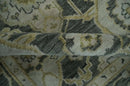 Antique style Gray, Ivory and Olive Hand knotted Traditional Oushak 9x12 wool Area Rug by The Rug Decor