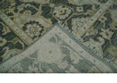 Antique style Gray, Ivory and Olive Hand knotted Traditional Oushak 9x12 wool Area Rug by The Rug Decor