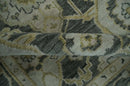 Antique style Gray, Ivory and Olive Hand knotted Traditional Oushak wool Area Rug