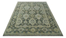 Antique style Gray, Ivory and Olive Hand knotted Traditional Oushak wool Area Rug