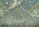 Antique Style Grayish Blue and Ivory Hand Knotted Custom Made Wool Rug