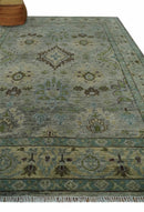 Antique Style Green and Silver 9x12 Hand knotted Traditional Oriental Oushak wool Area Rug